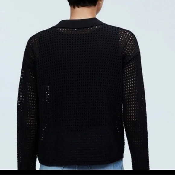 Madewell Open-Stitch Polo Cardigan Sweater M - Picture 3 of 11